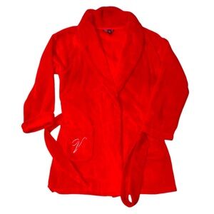 Victoria’s Secret Plush Red Robe Embroidered White V on Pocket Size M/L Warm